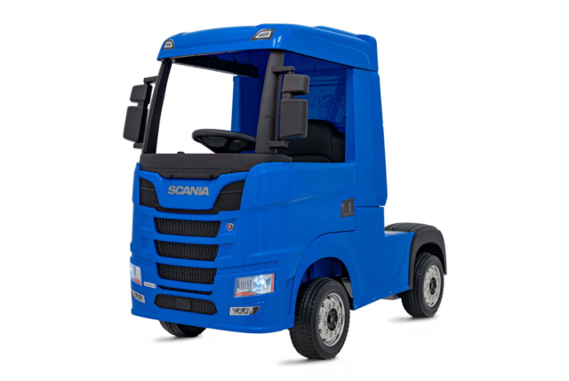 Blå elektrisk Scania 500R Lastbil til børn med 4x12V motorer. Scania Lastbil til børn.