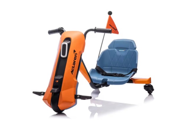 Elektrisk McLaren 970 Drift Trike til børn med topfart på 8 km/t., 360 graders spin og justerbart sæde.
