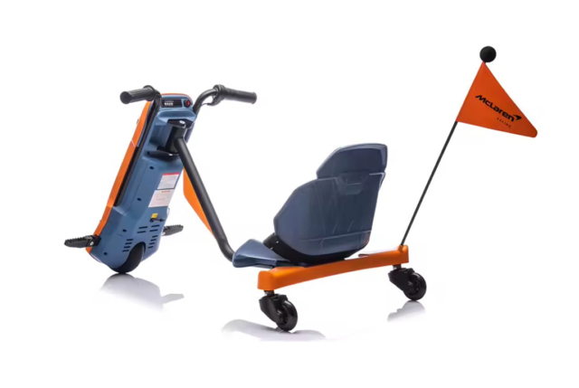 Elektrisk McLaren 970 Drift Trike til børn med topfart på 8 km/t., 360 graders spin og justerbart sæde.