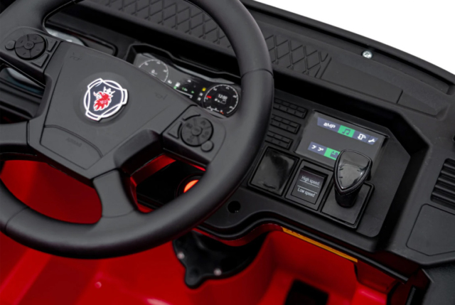 Rød elektrisk Scania 500R Lastbil til børn med 4x12V motorer. Scania Lastbil til børn.
