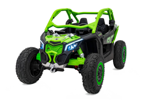 Opgraderet grøn Can-Am Maverick X3 PRO UTV til 2 børn, 2x320W Silent motor