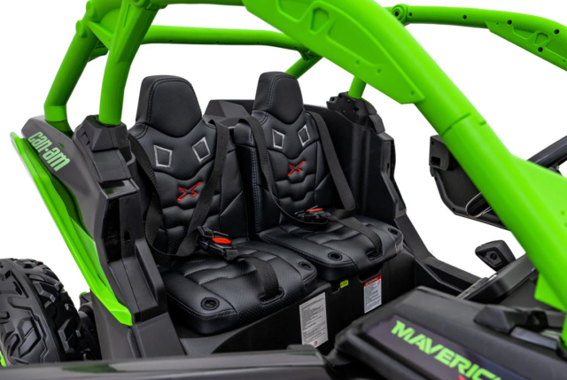 Opgraderet grøn Can-Am Maverick X3 PRO UTV til 2 børn, 2x320W Silent motor