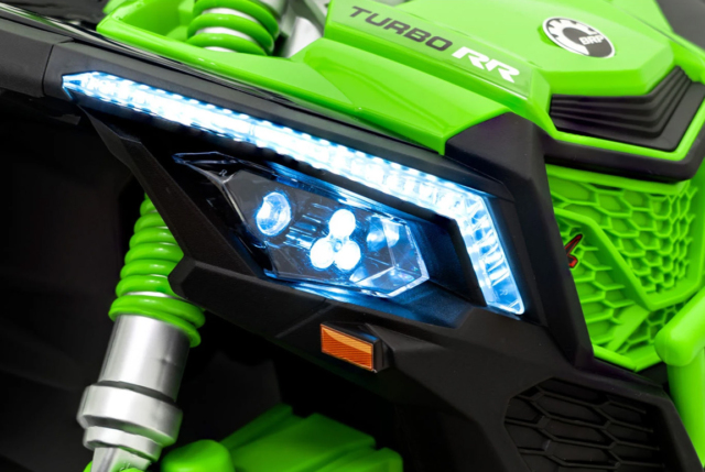 Opgraderet grøn Can-Am Maverick X3 PRO UTV til 2 børn, 2x320W Silent motor