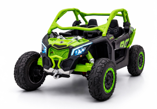 Opgraderet grøn Can-Am Maverick X3 PRO UTV til 2 børn, 2x320W Silent motor