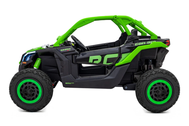 Opgraderet grøn Can-Am Maverick X3 PRO UTV til 2 børn, 2x320W Silent motor