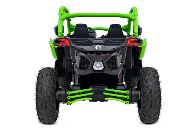 Opgraderet grøn Can-Am Maverick X3 PRO UTV til 2 børn, 2x320W Silent motor