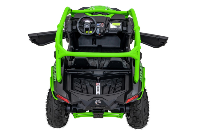 Opgraderet grøn Can-Am Maverick X3 PRO UTV til 2 børn, 2x320W Silent motor