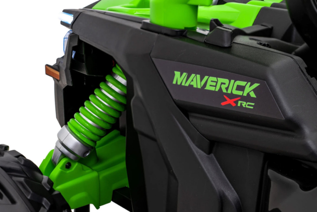 Opgraderet grøn Can-Am Maverick X3 PRO UTV til 2 børn, 2x320W Silent motor