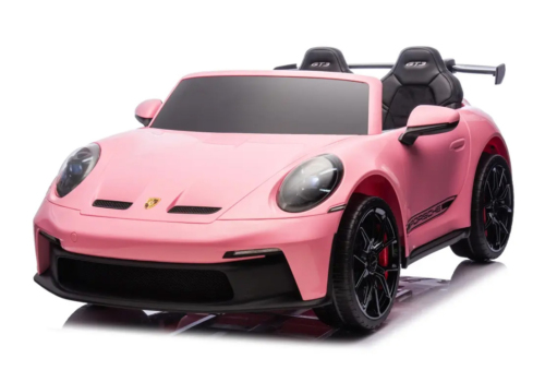 Pink Porsche 911 GT3 elbil til børn med plads til 2 børn. Helt ny motorteknologi (silent motor), 2x24V 280W motorer, fuld LED-lyspakke, lædersæder, affjedring og meget mere.