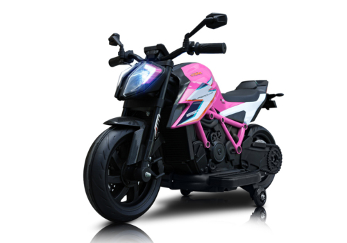 Pink KTM 1290 Super Duke RR motorcykel til børn med 2x12V motorer og lithium batteri.