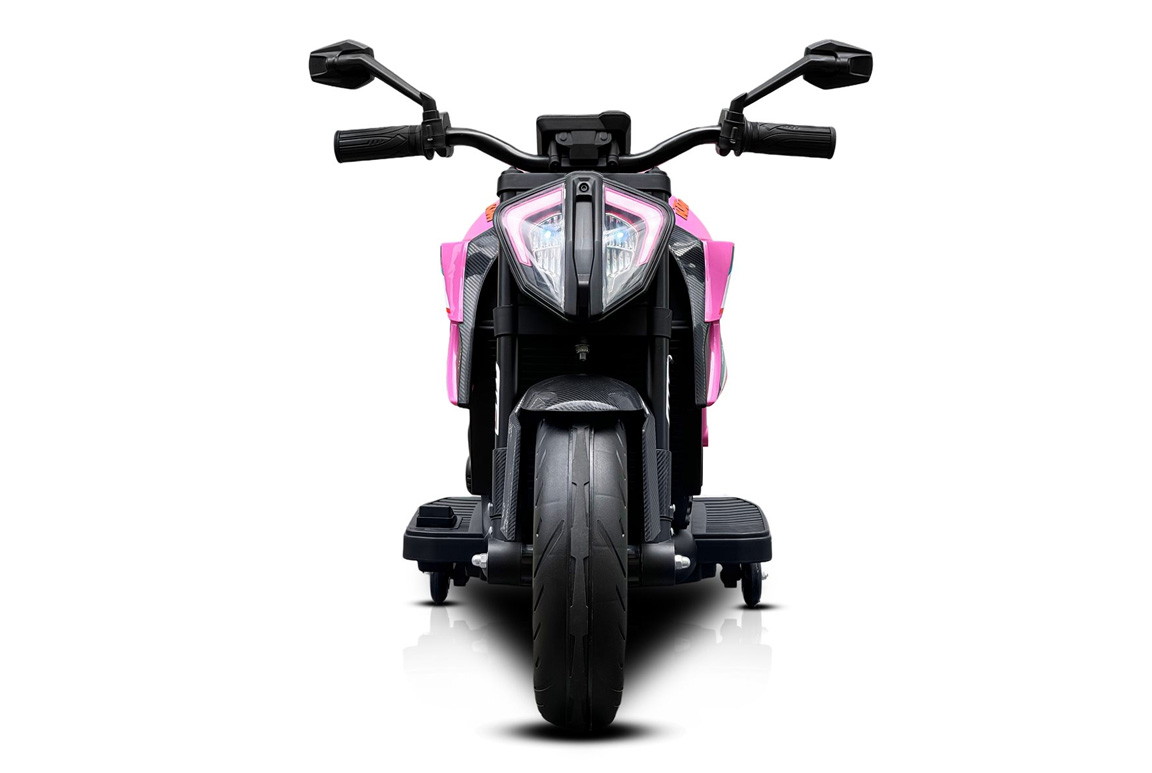 Pink KTM 1290 Super Duke RR motorcykel til børn med 2x12V motorer og lithium batteri.