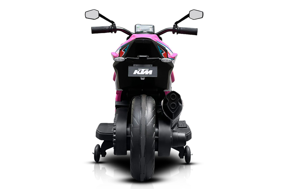Pink KTM 1290 Super Duke RR motorcykel til børn med 2x12V motorer og lithium batteri.