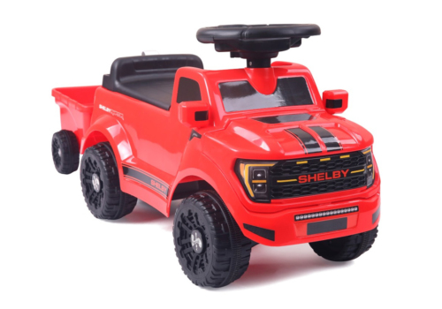 Rød Ford Shelby F150 Raptor gåbil til børn – med værktøjssæt og trailer