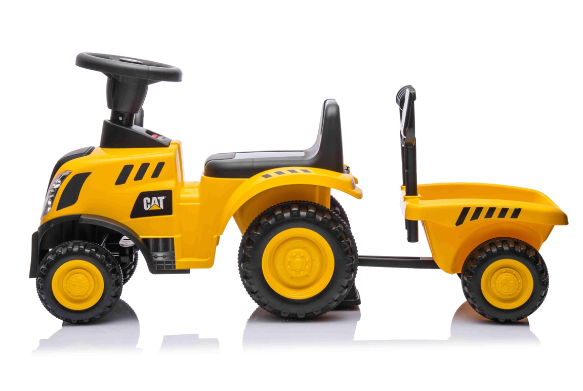 CAT Caterpillar Gå-traktor med trailer og værktøj – Set fra siden