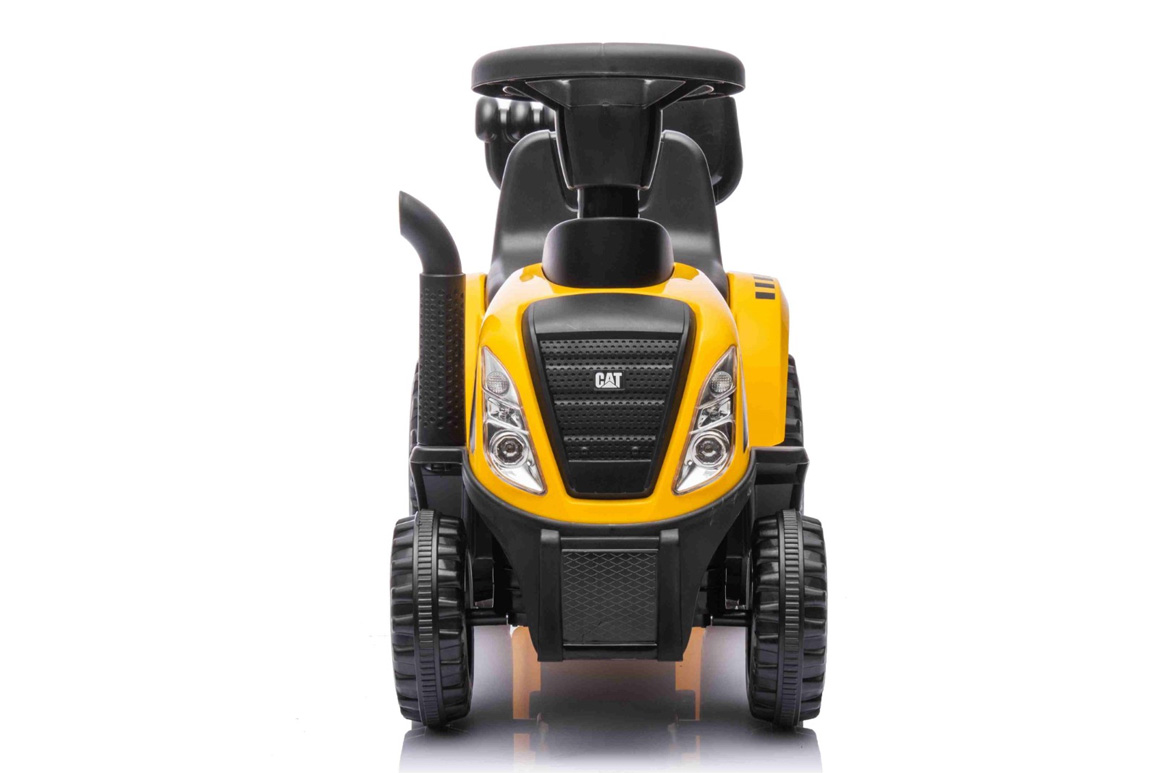 CAT Caterpillar Gå-traktor med trailer og værktøj – Front med lygter.