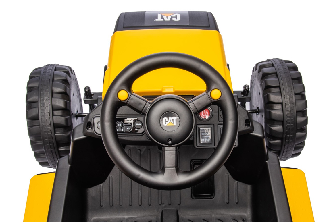 Sjov elektrisk CAT Caterpillar El-Traktor til børn - Rat og forende.