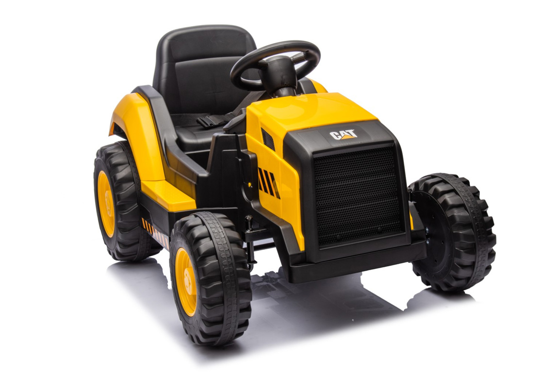 Sjov elektrisk CAT Caterpillar El-Traktor til børn - Set foran