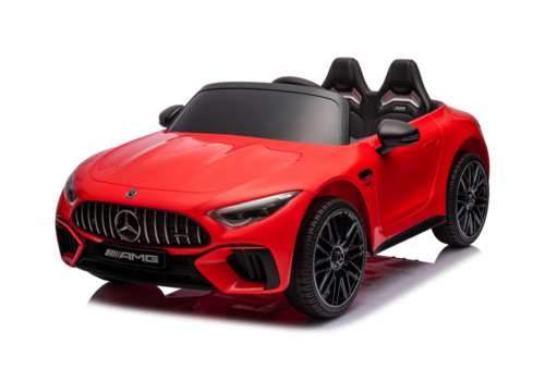 Rød Mercedes SL63 AMG elbil til børn | Plads til 2 børn. Kommer med lædersæde, EVA_gummihjul og fjernbetjening!