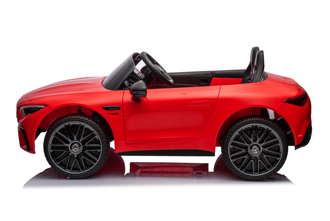 Rød Mercedes SL63 AMG elbil til børn | Plads til 2 børn. Kommer med lædersæde, EVA_gummihjul og fjernbetjening!