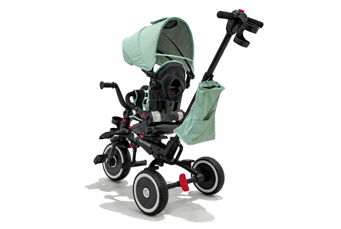 Trehjulet cykel med kaleche til børn – 3-i-1 SporTrike Rider (1–5 år), Grøn