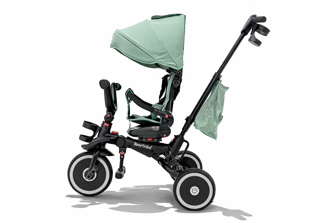 Trehjulet cykel med kaleche til børn – 3-i-1 SporTrike Rider (1–5 år), Grøn