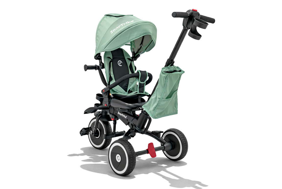 Trehjulet cykel med kaleche til børn – 3-i-1 SporTrike Rider (1–5 år), Grøn