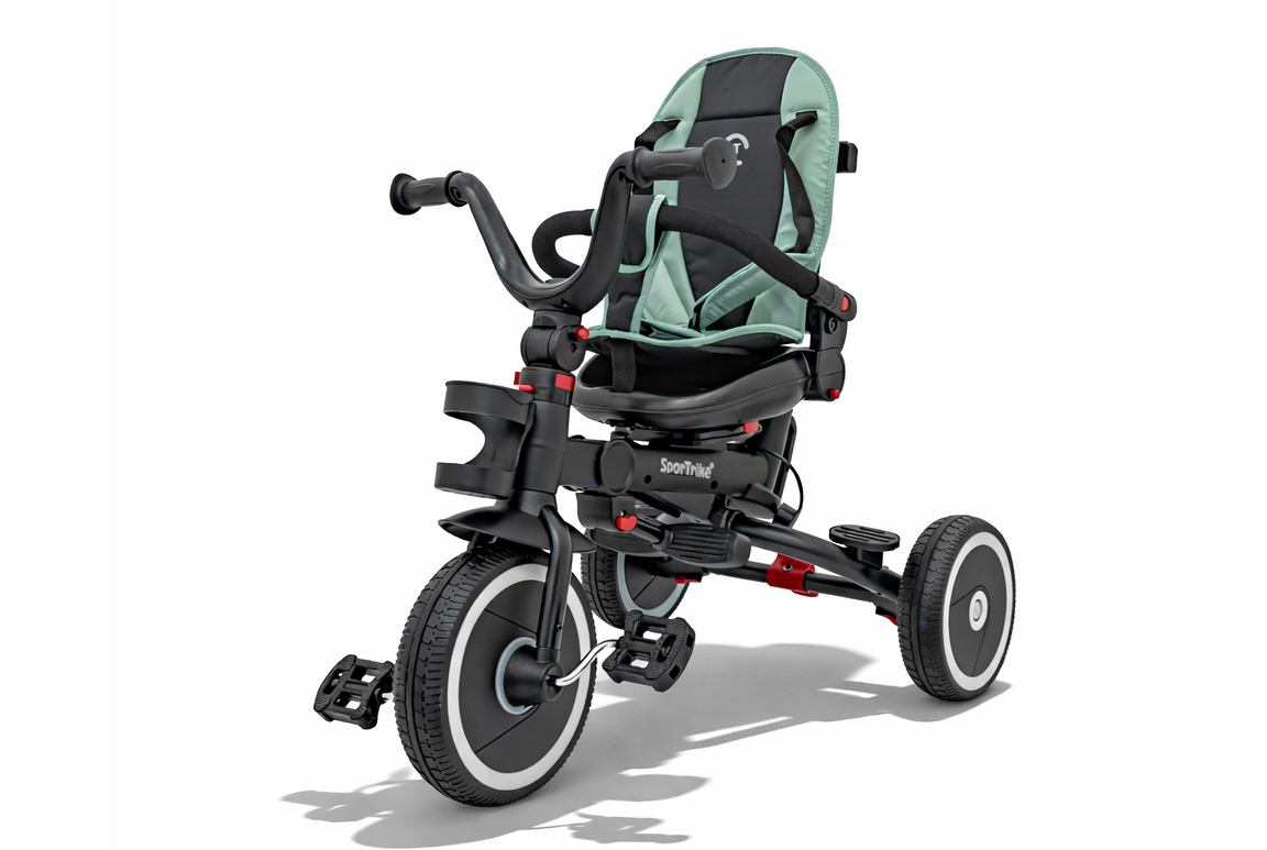 Trehjulet cykel med kaleche til børn – 3-i-1 SporTrike Rider (1–5 år), Grøn