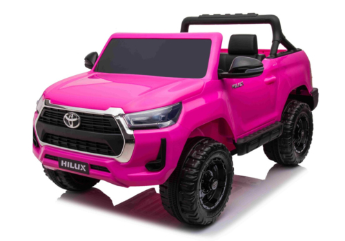 Elektrisk Pink Toyota Hilux Pickup til børn, 2x12V med Lithiumbatteri, lædersæder, affjedring på alle hjul og EVA-gummihjul.