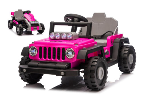 Pink Transformers Venture 2-i-1 Jeep og Gokart – Kreativ byg-selv elbil, 2x24V.