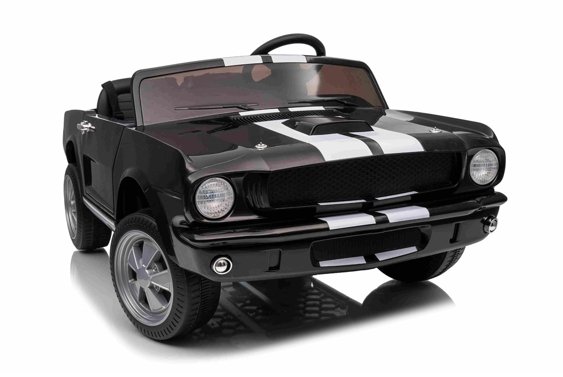 1965 Ford Mustang Shelby GT350 til børn, 4x200W og lædersæde, Sort.