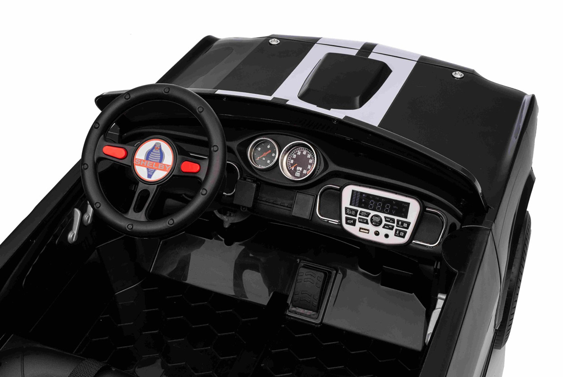 1965 Ford Mustang Shelby GT350 til børn, 4x200W og lædersæde, Sort.