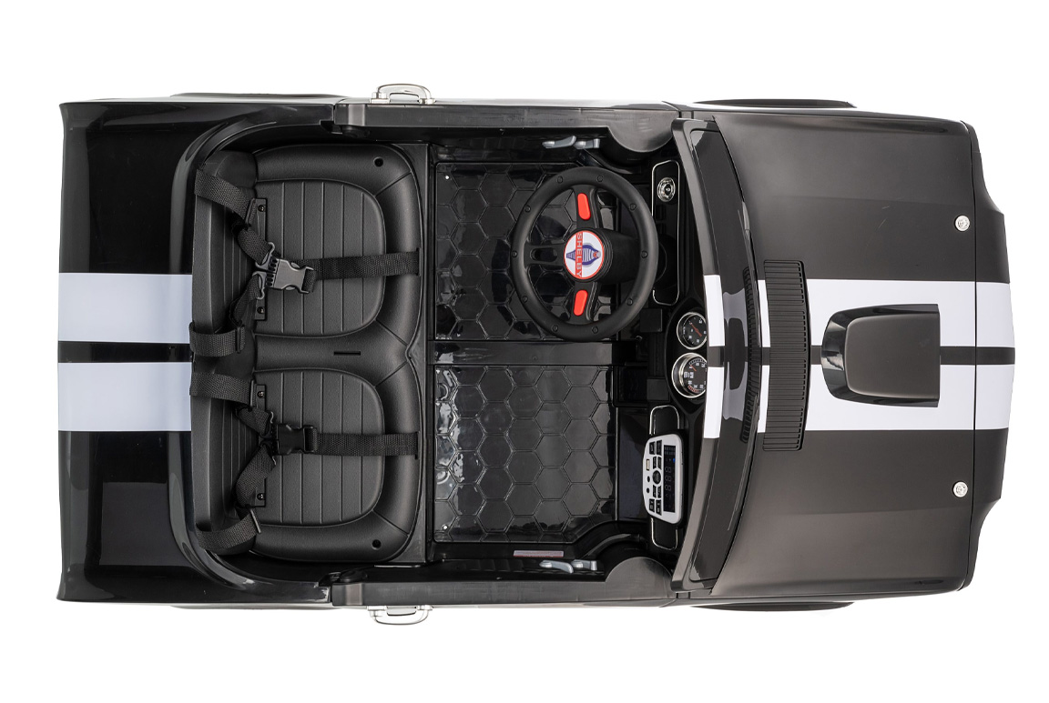 1965 Ford Mustang Shelby GT350 til børn, 4x200W og lædersæde, Sort.