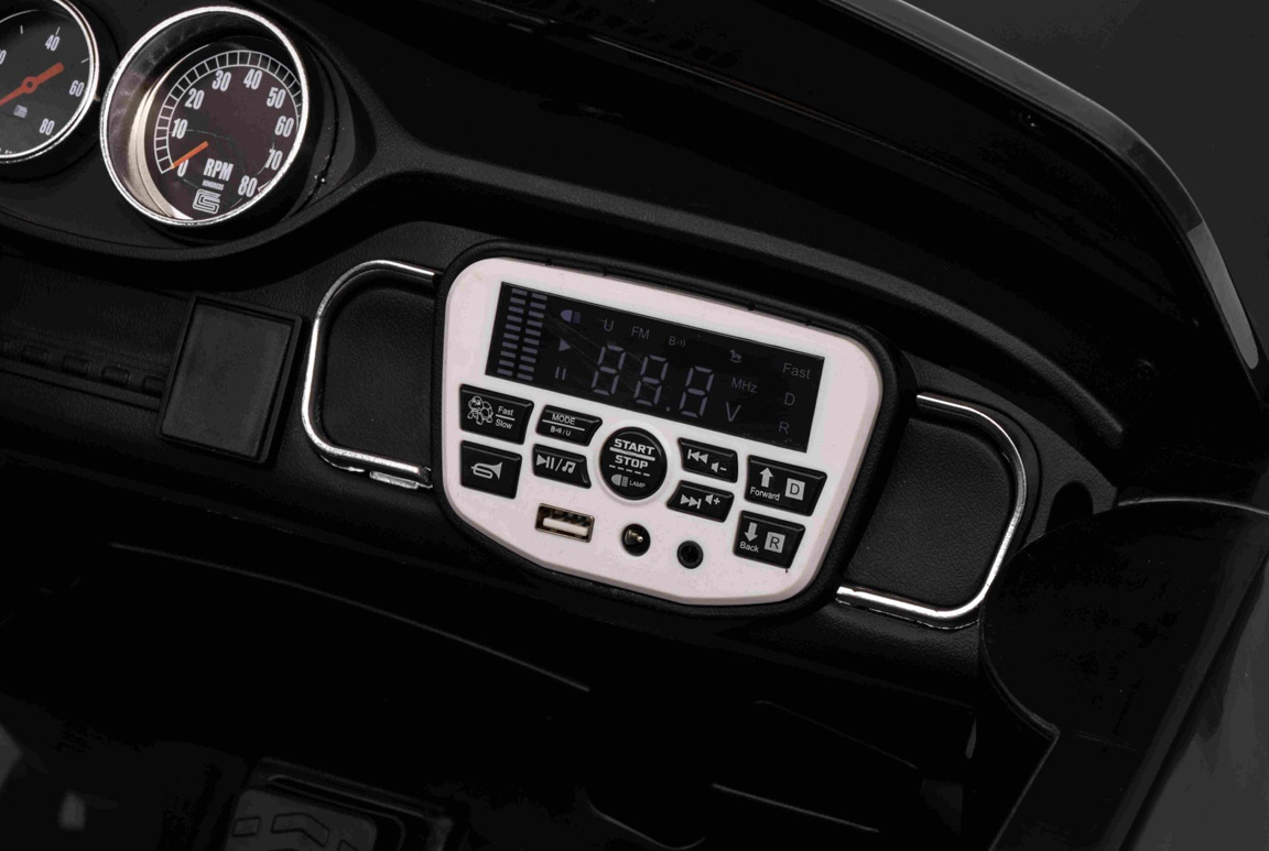 1965 Ford Mustang Shelby GT350 til børn, 4x200W og lædersæde, Sort.