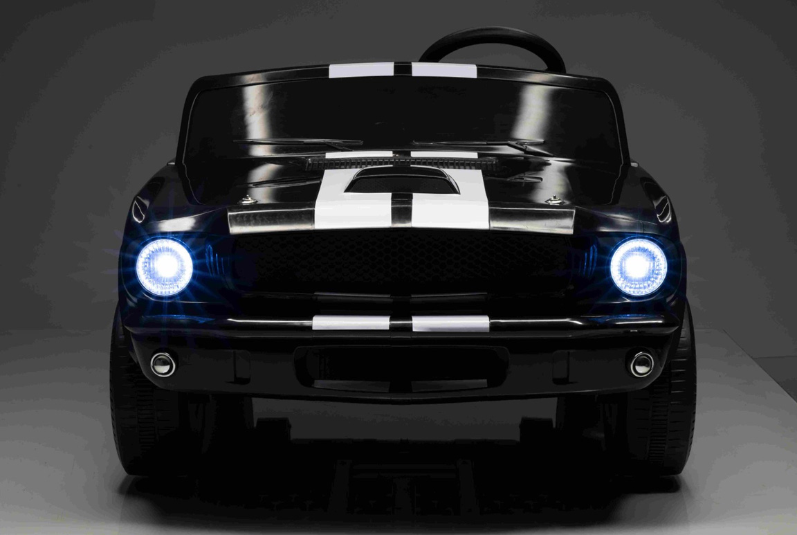 1965 Ford Mustang Shelby GT350 til børn, 4x200W og lædersæde, Sort.