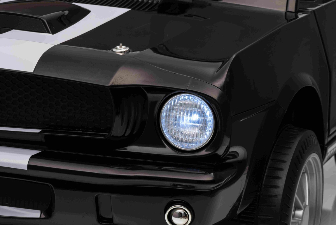 1965 Ford Mustang Shelby GT350 til børn, 4x200W og lædersæde, Sort.