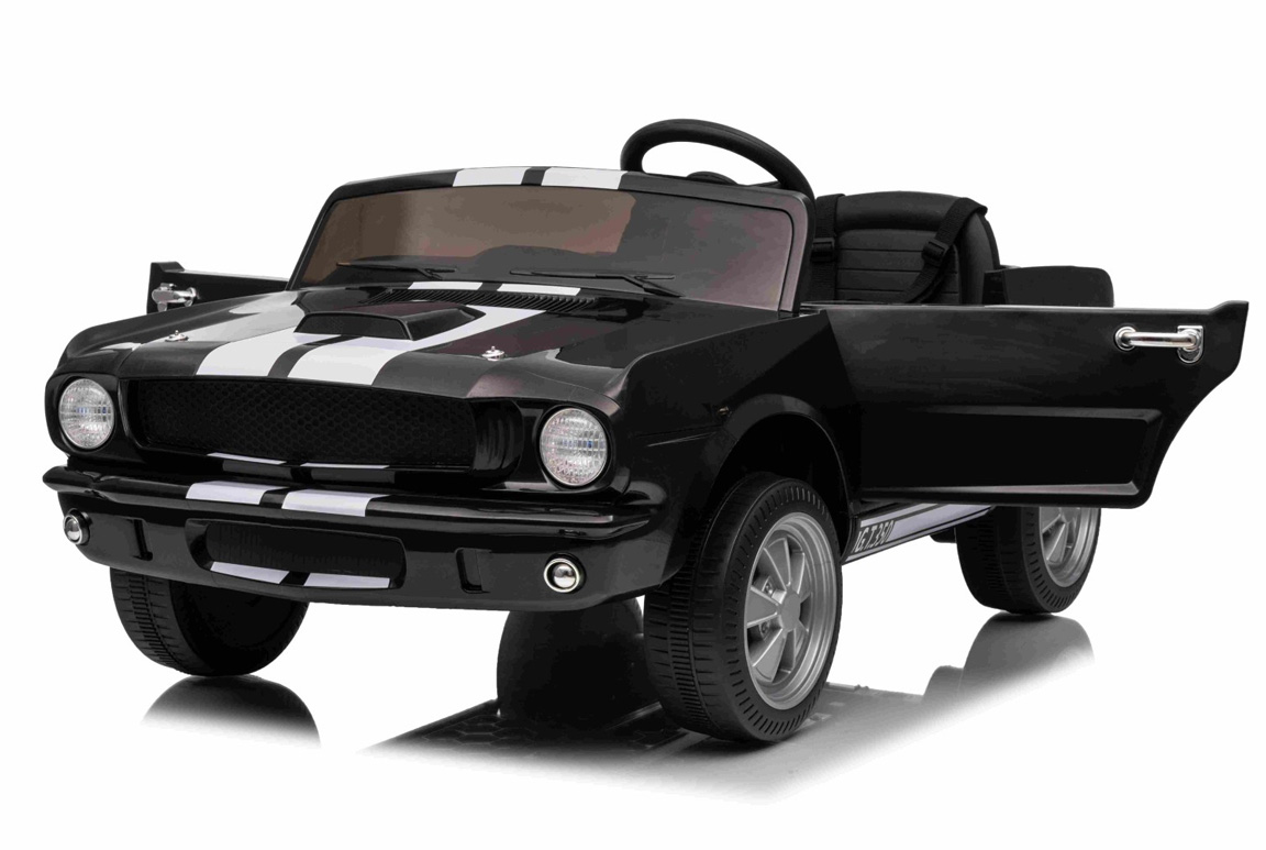 1965 Ford Mustang Shelby GT350 til børn, 4x200W og lædersæde, Sort.