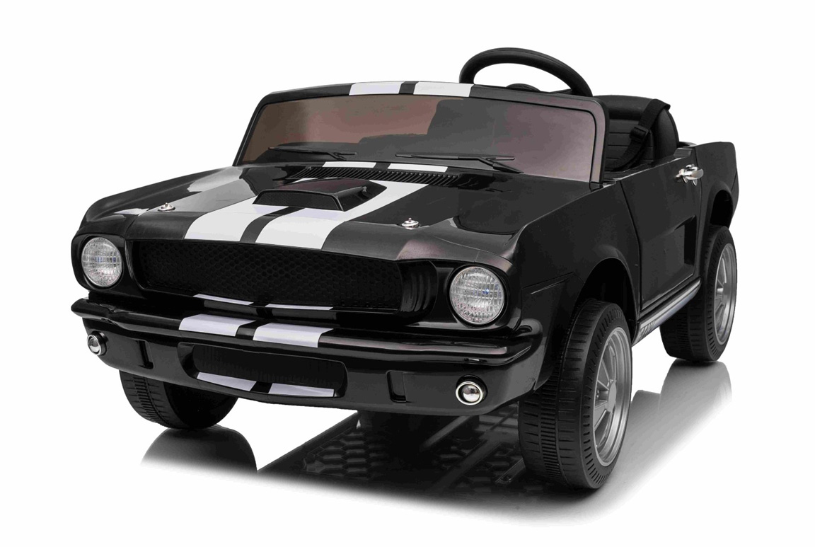 1965 Ford Mustang Shelby GT350 til børn, 4x200W og lædersæde, Sort.