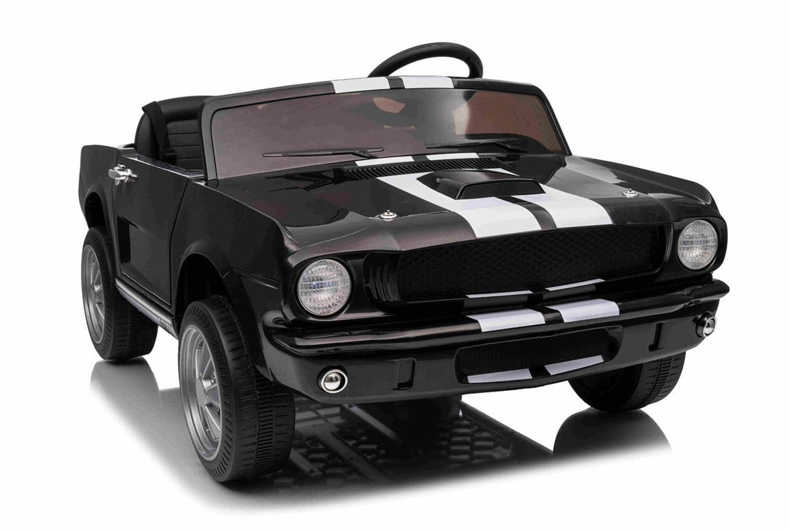 1965 Ford Mustang Shelby GT350 til børn, 4x200W og lædersæde, Sort.