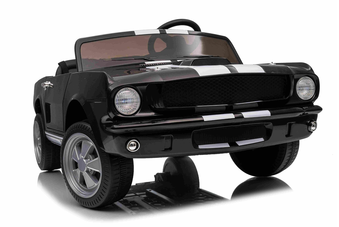 1965 Ford Mustang Shelby GT350 til børn, 4x200W og lædersæde, Sort.