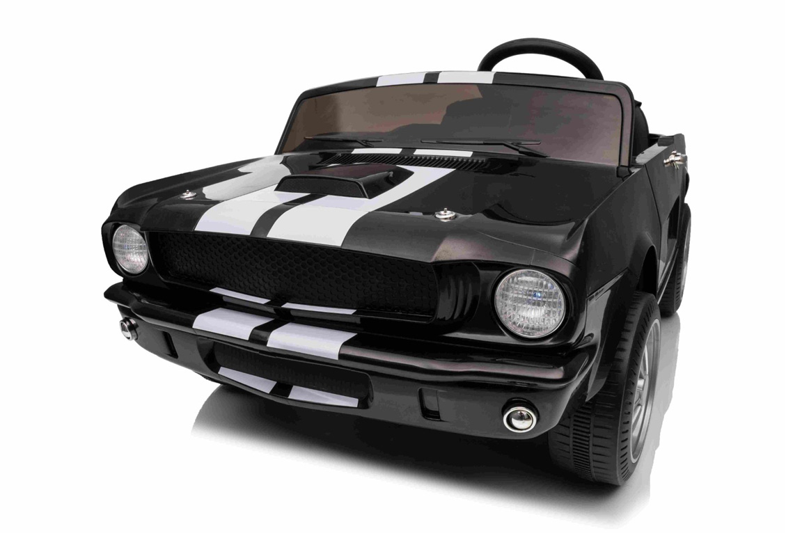 1965 Ford Mustang Shelby GT350 til børn, 4x200W og lædersæde, Sort.