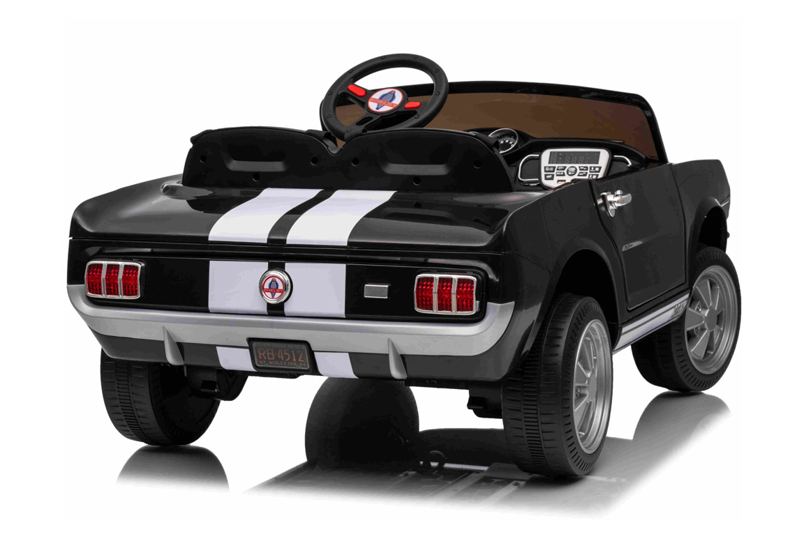 1965 Ford Mustang Shelby GT350 til børn, 4x200W og lædersæde, Sort.