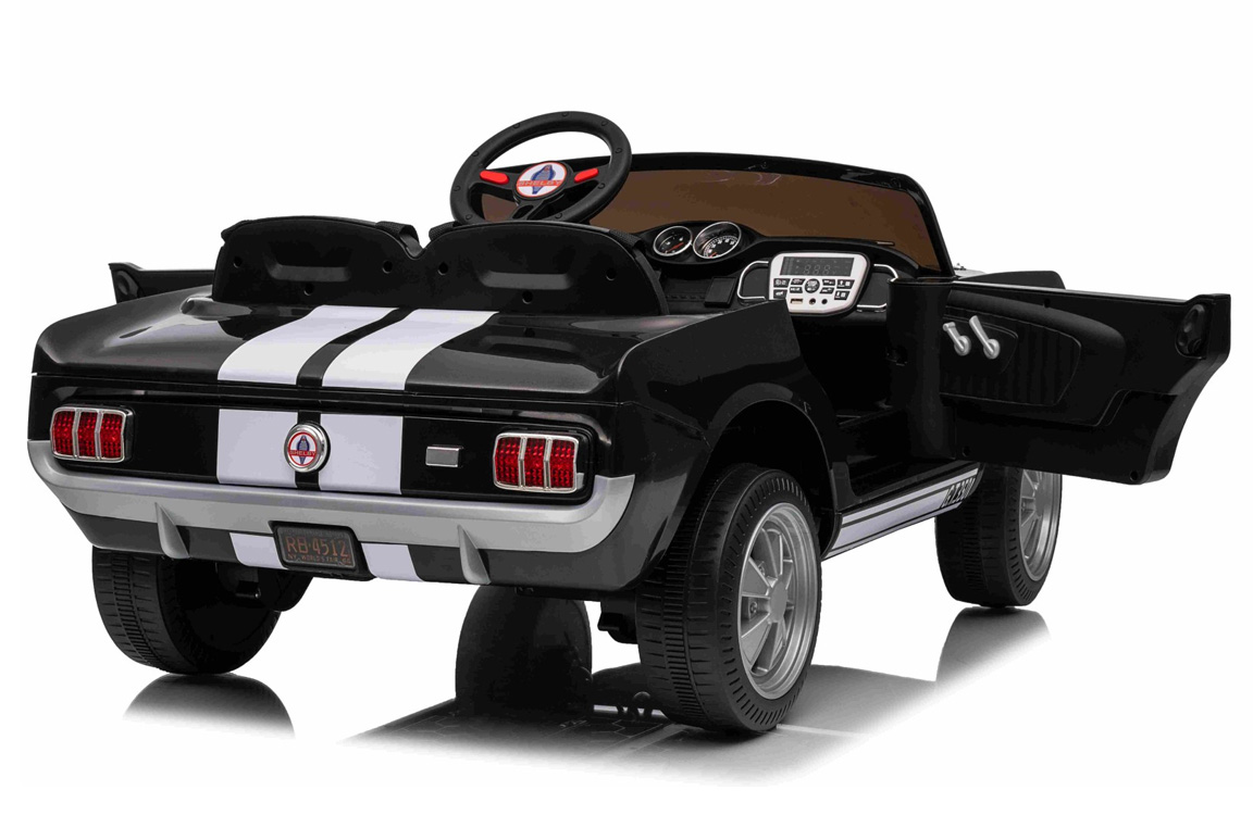 1965 Ford Mustang Shelby GT350 til børn, 4x200W og lædersæde, Sort.