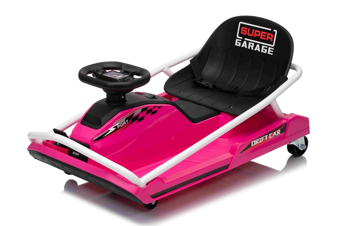 Pink Super Garage Drift Kart til børn - elektrisk gokart med drift-funktion, 14 km/t.