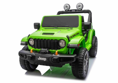 Grøn Jeep Wrangler Rubicon elbil 4x24V 200W Lithium med EVA-gummihjul.