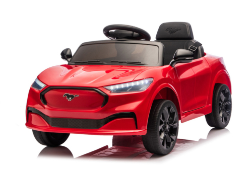 Rød Ford Mustang Mach-E til børn, 2x24V motorer og lædersæde.