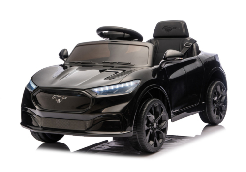 Ford Mustang Mach-E til børn, 2x24V motorer og lædersæde, Sort