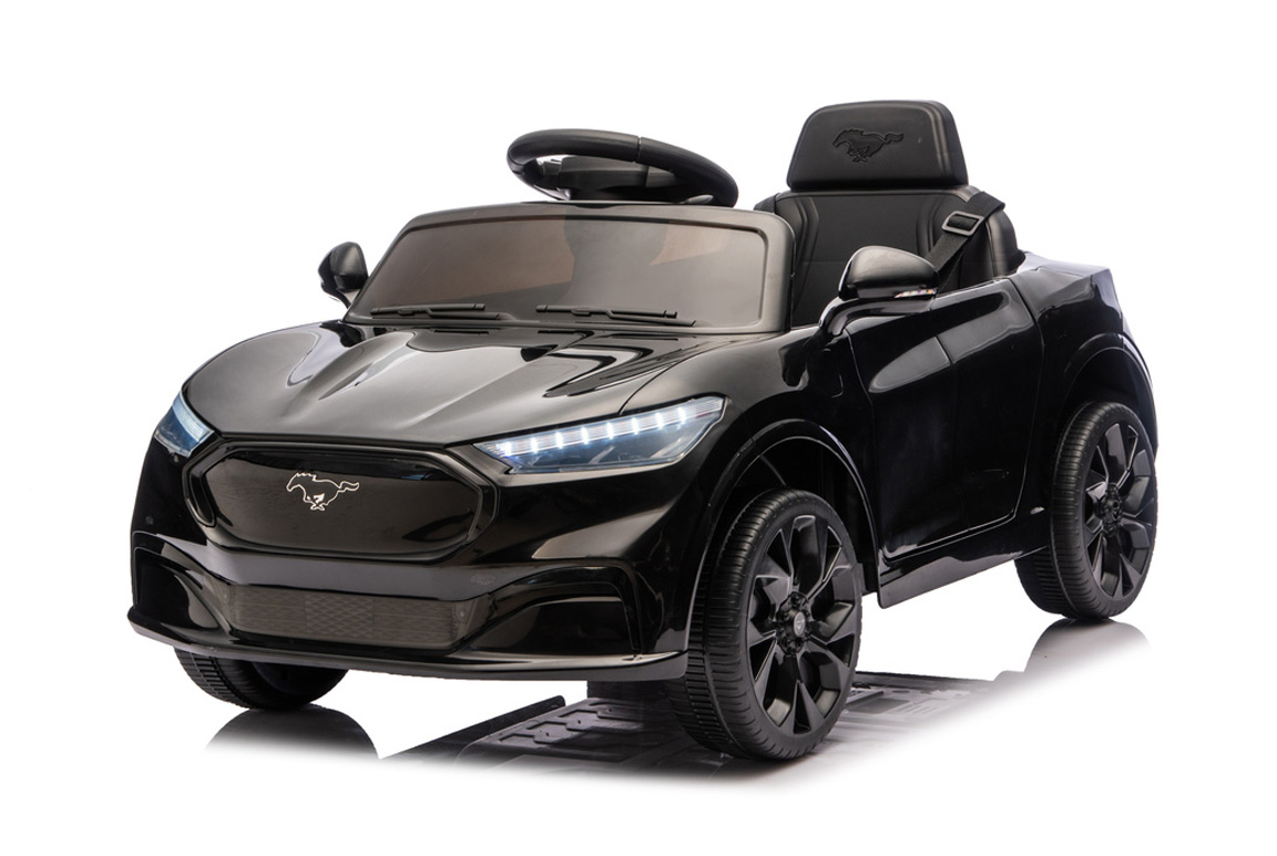 Ford Mustang Mach-E til børn, 2x24V motorer og lædersæde, Sort