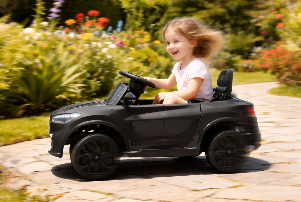 Ford Mustang Mach-E til børn, 2x24V motorer og lædersæde, Sort