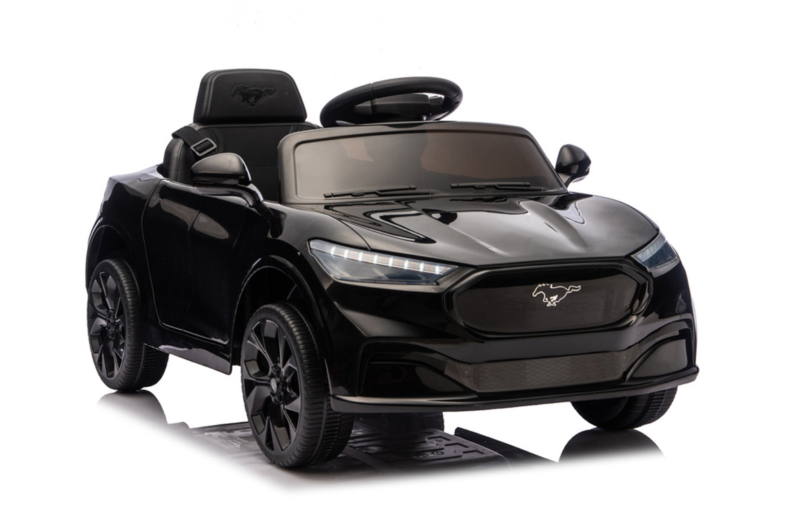 Ford Mustang Mach-E til børn, 2x24V motorer og lædersæde, Sort