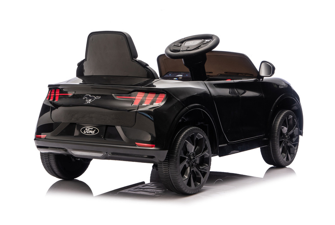Ford Mustang Mach-E til børn, 2x24V motorer og lædersæde, Sort